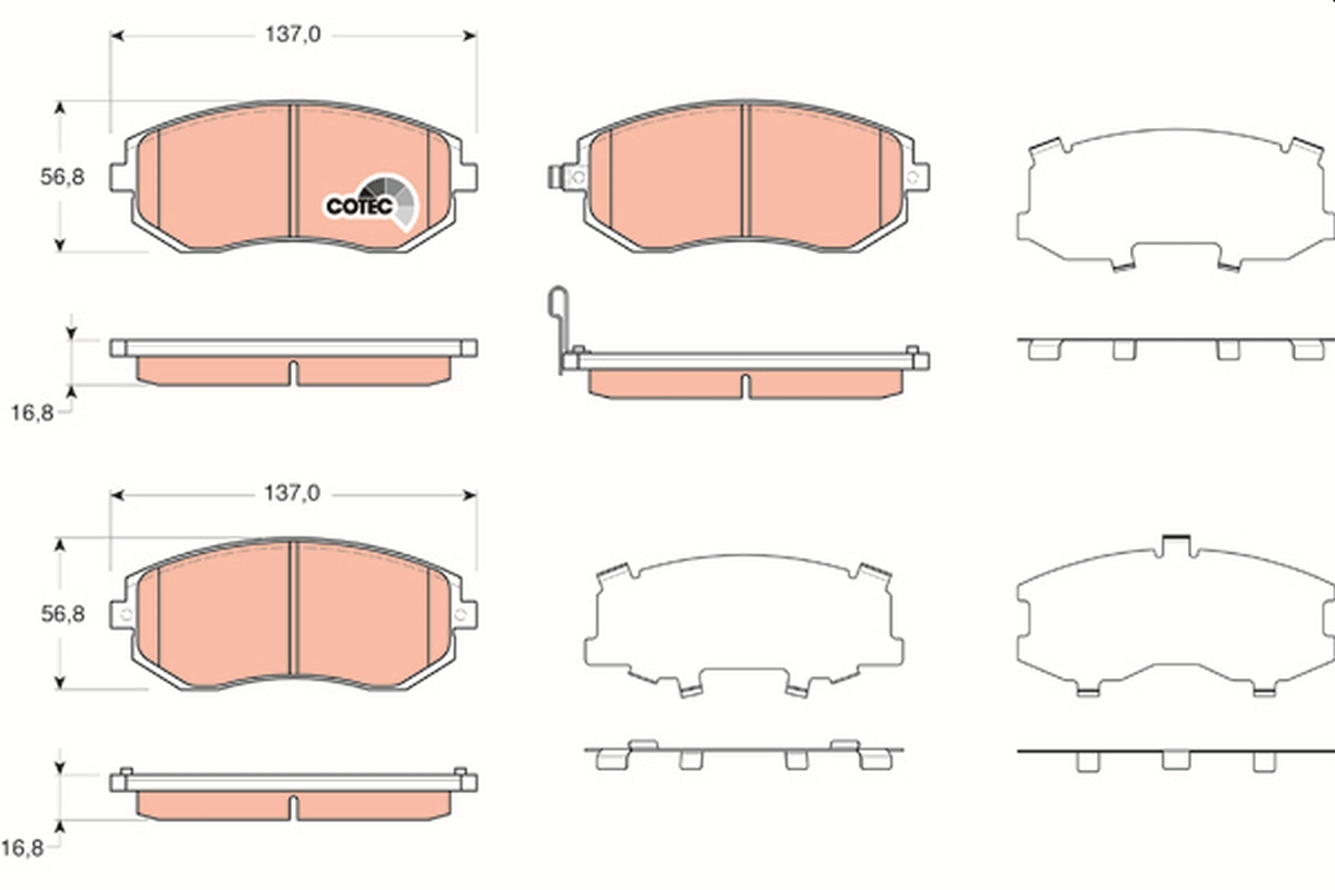 TRW GDB3373 Pastiglie Freno Set di 4 para Subaru Forester (SH_) 2007 - Assale Posteriore e Altri Veicoli