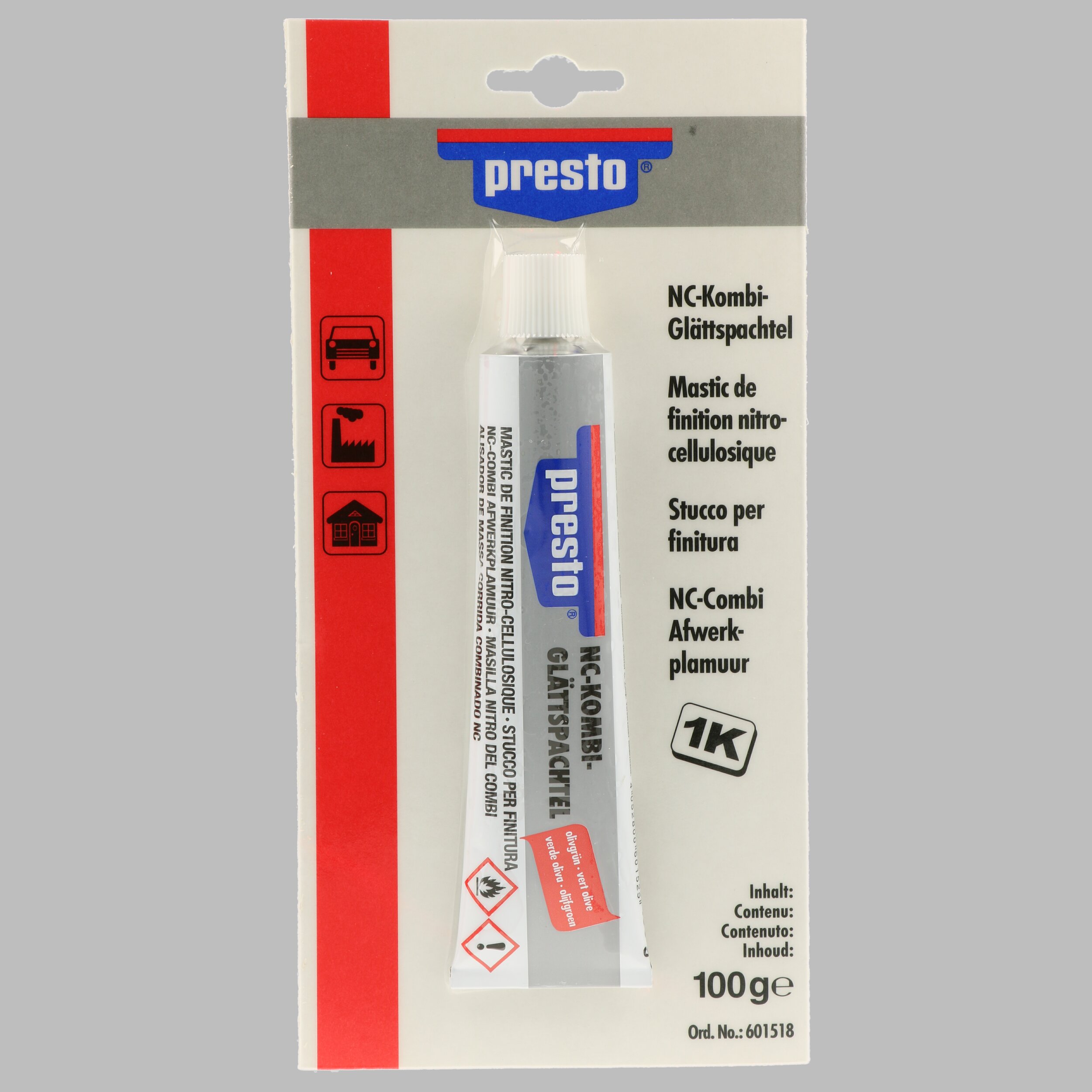 PRESTO 601518 NC-Kombi Glättspachtel geblistert 100 g Universalspachtel