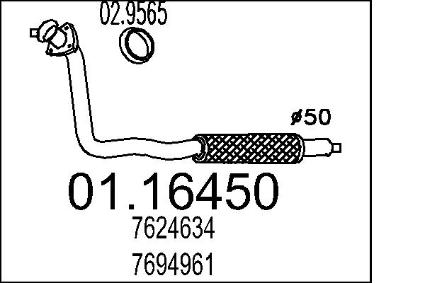 MTS 01.16450 Výfuková trubka