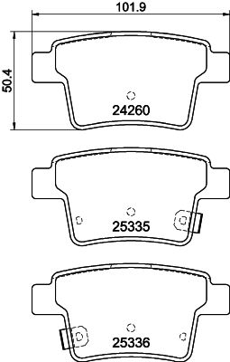 HELLA 8DB 355 012-171 Sada brzdových platničiek kotúčovej brzdy