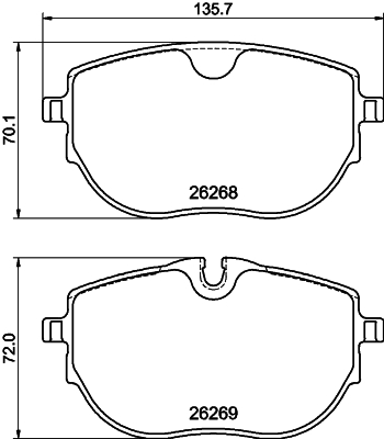 HELLA 8DB 355 040-921 Sada brzdových platničiek kotúčovej brzdy