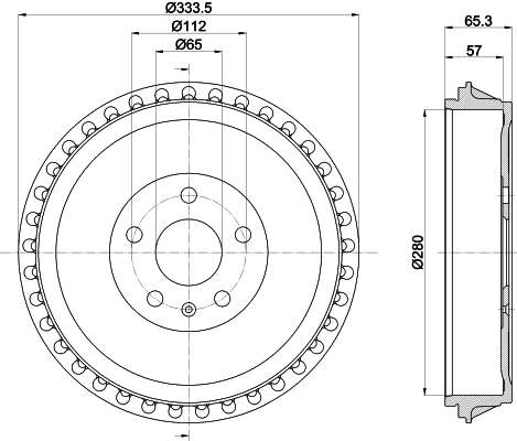 HELLA 8DT 355 303-491 Brake Drum