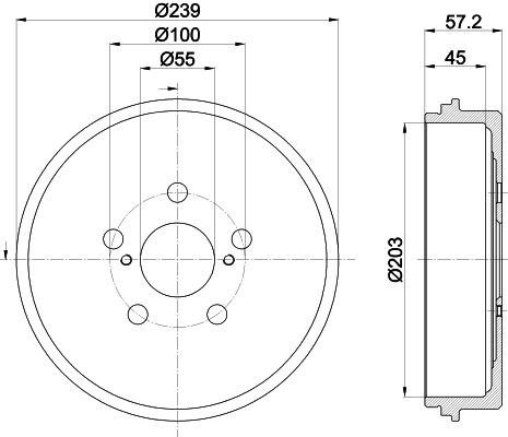 HELLA 8DT 355 303-531 Brake Drum
