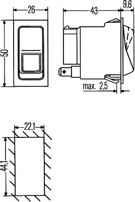 HELLA 6HH 004 570-591 Interruttore, Lampeggiatore d'emergenza