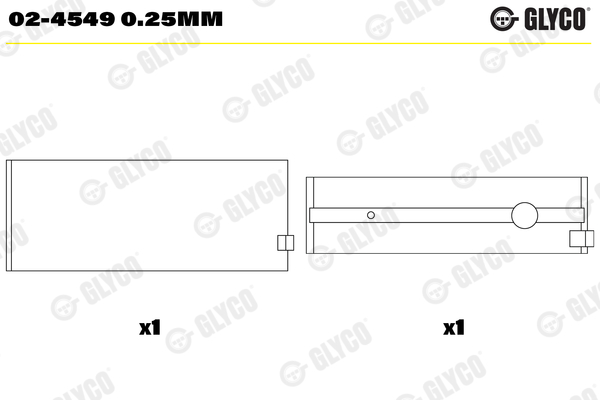 GLYCO 02-4549 0.25mm Ložisko kľukového hriadeľa