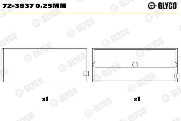 GLYCO 72-3837 0.25mm Ložisko kľukového hriadeľa