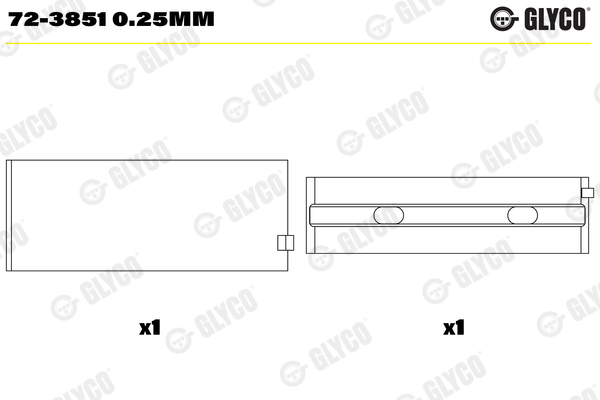 GLYCO 72-3851 0.25mm Ložisko kľukového hriadeľa