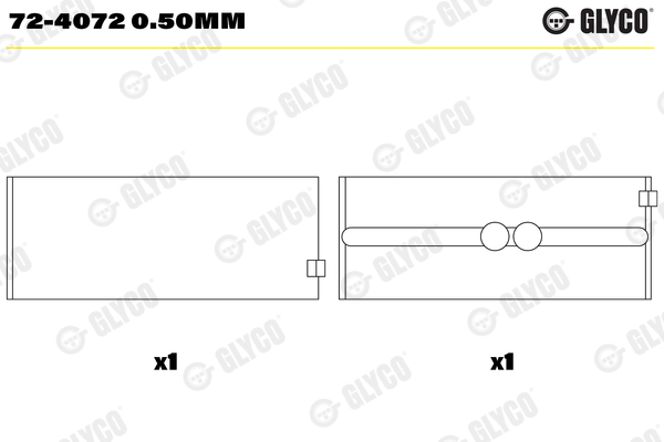 GLYCO 72-4072 0.50mm Ložisko kľukového hriadeľa