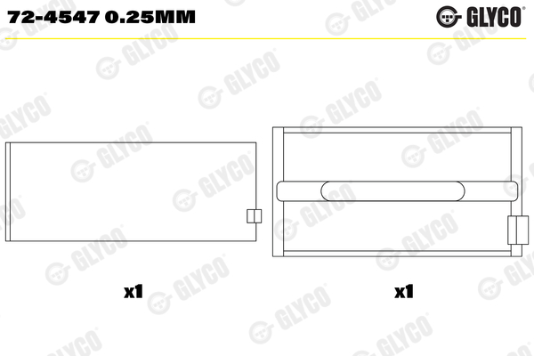 GLYCO 72-4547 0.25mm Ložisko kľukového hriadeľa