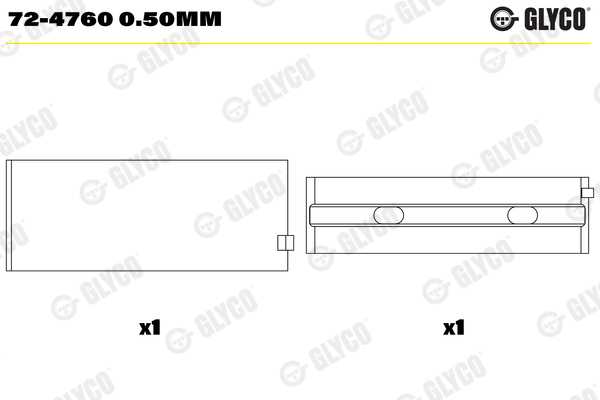GLYCO 72-4760 0.50mm Ložisko kľukového hriadeľa