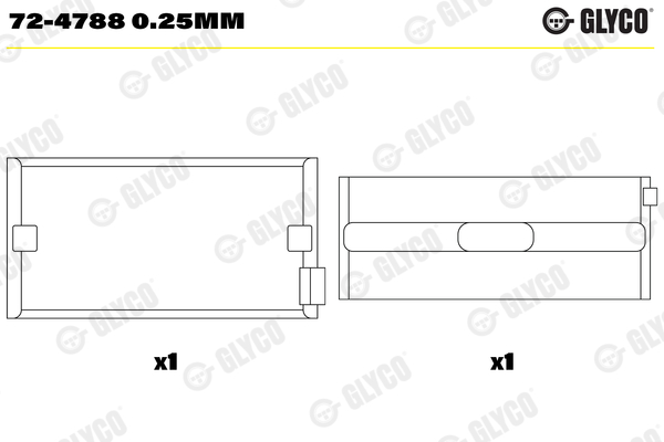 GLYCO 72-4788 0.25mm Ložisko kľukového hriadeľa