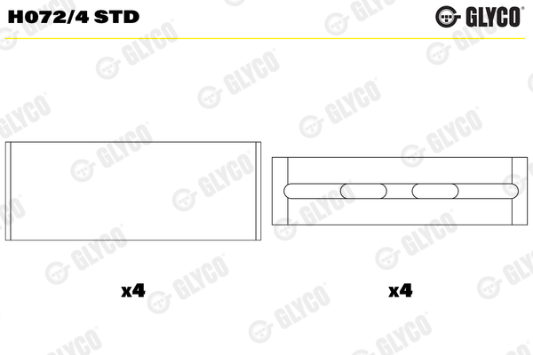 GLYCO H072/4 STD Ložisko kľukového hriadeľa