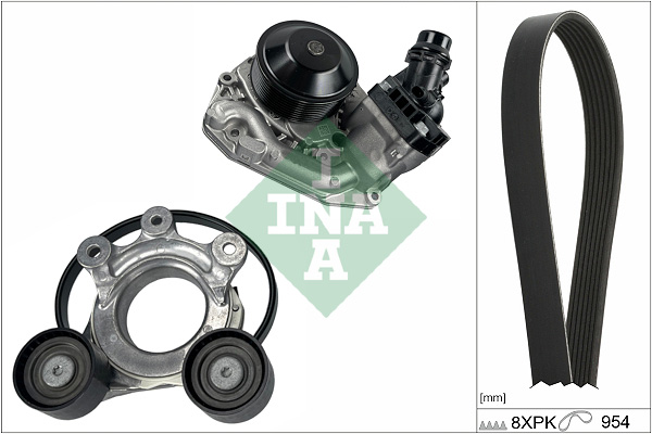 INA 529 0522 30 Wasserpumpe + Keilrippenriemensatz