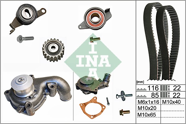 INA 530 0010 30 Pompa acqua + Kit cinghie dentate