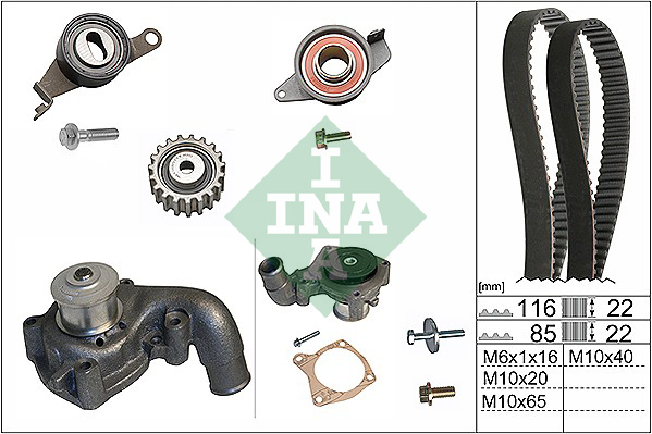 INA 530 0010 31 Pompa acqua + Kit cinghie dentate-Pompa acqua + Kit cinghie dentate-Ricambi Euro