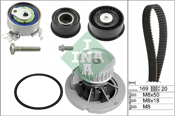 INA 530 0078 32 Pompa acqua + Kit cinghie dentate-Pompa acqua + Kit cinghie dentate-Ricambi Euro