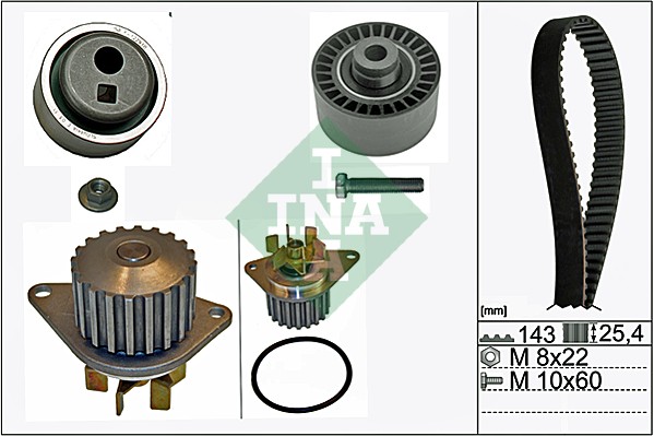 INA 530 0105 30 Pompa acqua + Kit cinghie dentate-Pompa acqua + Kit cinghie dentate-Ricambi Euro