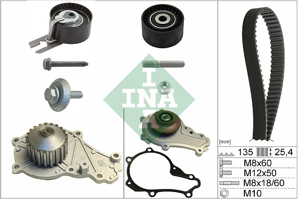 INA 530 0369 30 Pompa acqua + Kit cinghie dentate