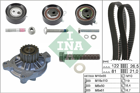 INA 530 0484 31 Pompa acqua + Kit cinghie dentate