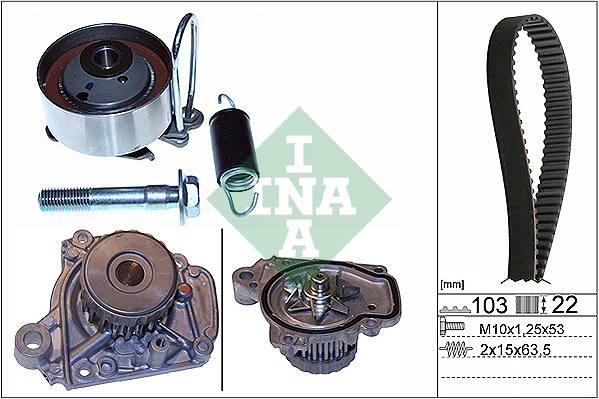 INA 530 0505 31 Pompa acqua + Kit cinghie dentate-Pompa acqua + Kit cinghie dentate-Ricambi Euro