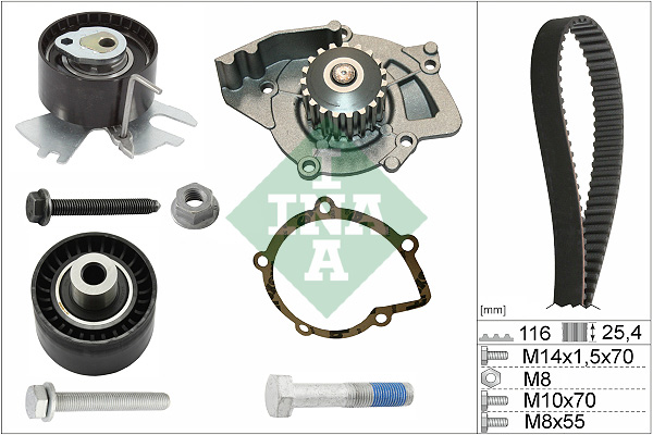 INA 530 0558 31 Pompa acqua + Kit cinghie dentate