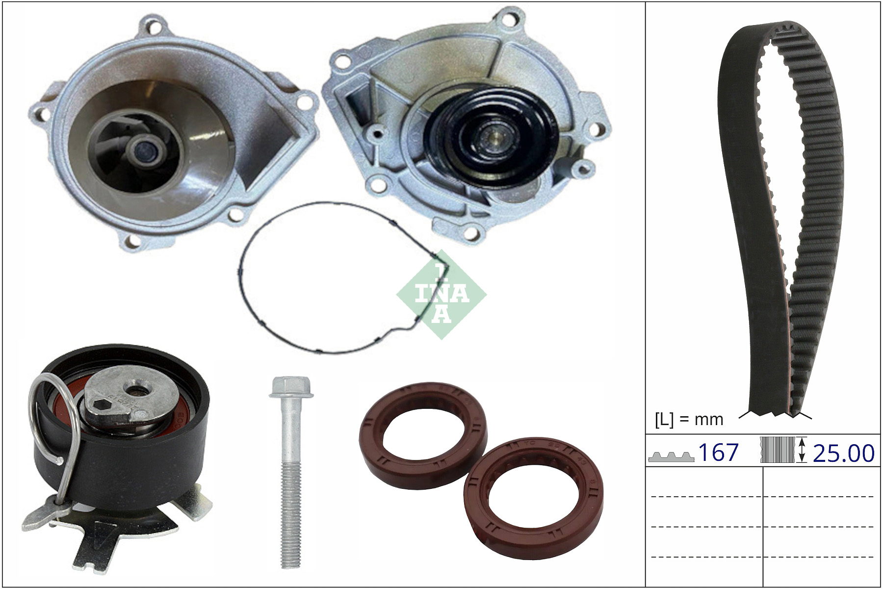 INA 530 0907 30 Wasserpumpe + Zahnriemensatz