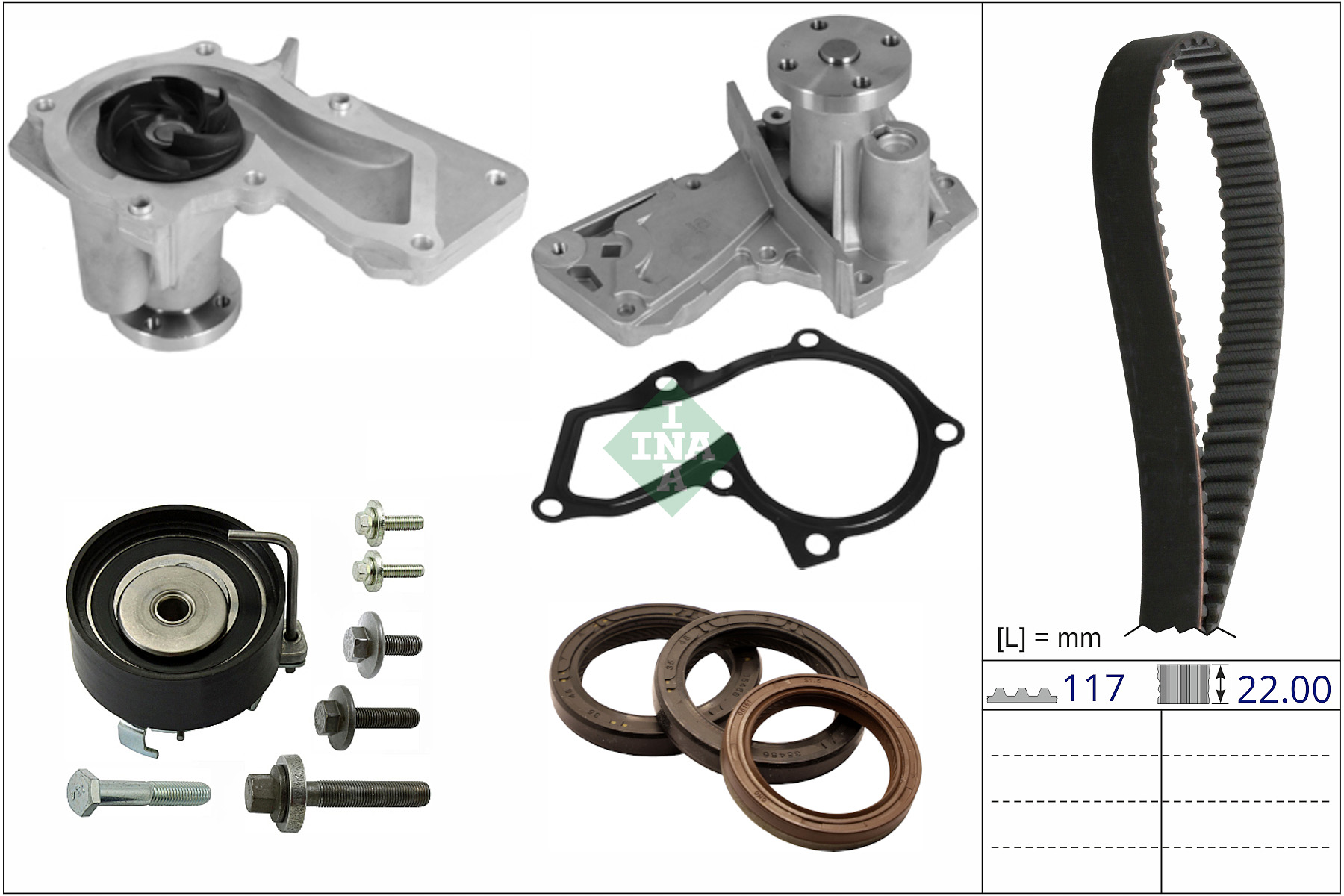 INA 530 0912 30 Wasserpumpe + Zahnriemensatz