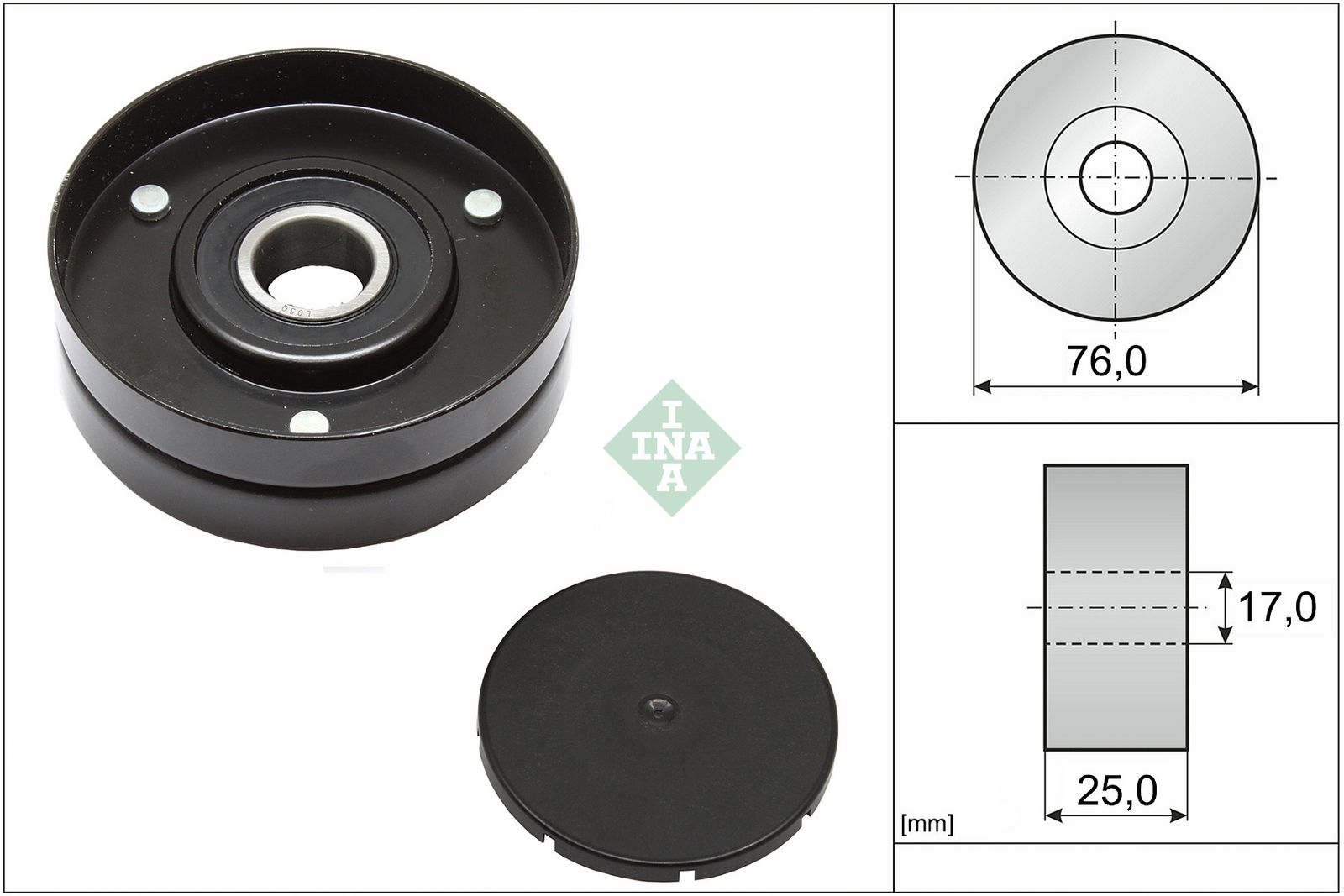 INA 531 1055 10 Tensioner Pulley, V-ribbed belt for AUDI SKODA VOLVO VW