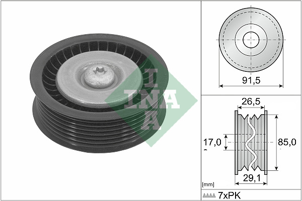 INA 532 1181 10 Umlenk-/Führungsrolle, Keilrippenriemen
