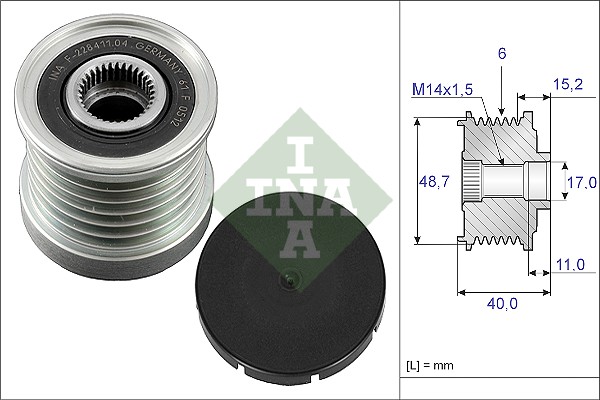 INA 535 0038 10 Dispositivo ruota libera alternatore-Dispositivo ruota libera alternatore-Ricambi Euro