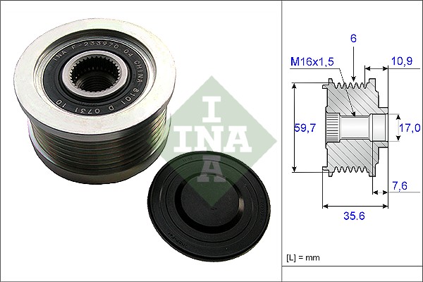 INA 535 0046 10 Dispositivo ruota libera alternatore-Dispositivo ruota libera alternatore-Ricambi Euro