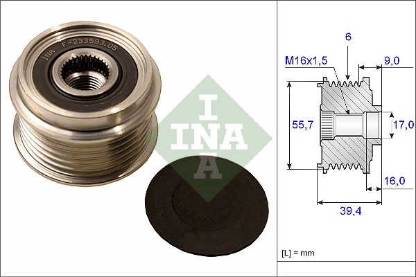 INA 535 0060 10 Dispositivo ruota libera alternatore-Dispositivo ruota libera alternatore-Ricambi Euro