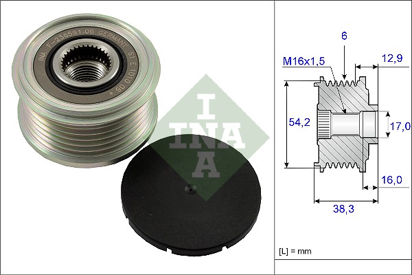 INA 535 0062 10 Dispositivo ruota libera alternatore-Dispositivo ruota libera alternatore-Ricambi Euro