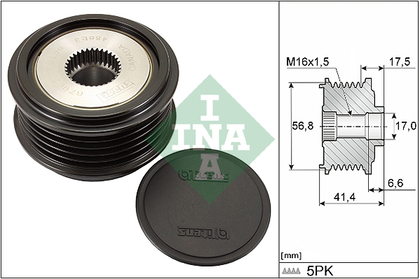 INA 535 0071 30 Dispositivo ruota libera alternatore-Dispositivo ruota libera alternatore-Ricambi Euro