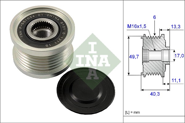 INA 535 0093 10 Dispositivo ruota libera alternatore-Dispositivo ruota libera alternatore-Ricambi Euro