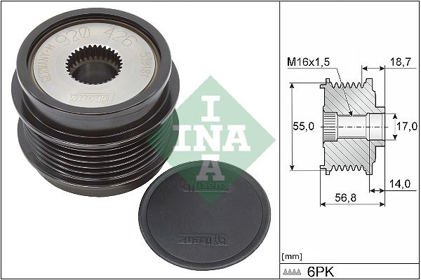 INA 535 0341 10 Dispositivo ruota libera alternatore-Dispositivo ruota libera alternatore-Ricambi Euro