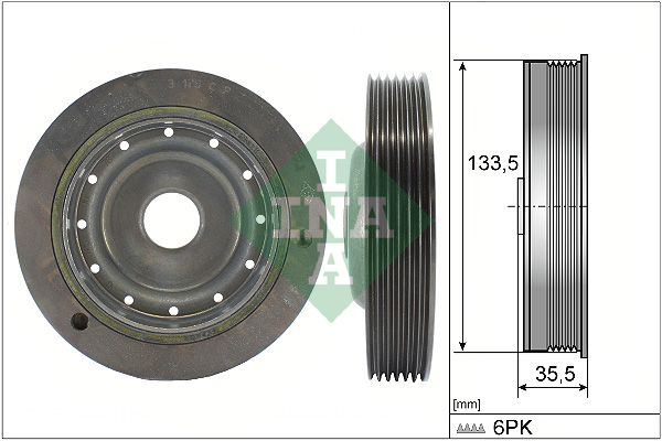 INA 544 0091 10 Puleggia cinghia, Albero a gomiti-Puleggia cinghia, Albero a gomiti-Ricambi Euro