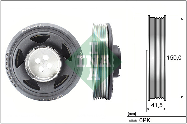 INA 544 0129 10 Puleggia cinghia, Albero a gomiti