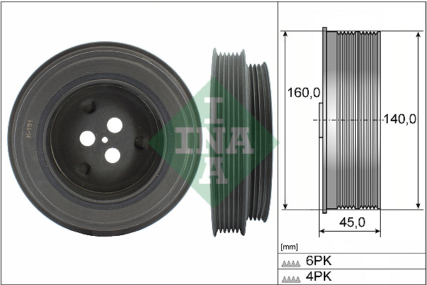 INA 544 0131 10 Puleggia cinghia, Albero a gomiti