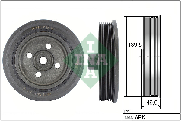 INA 544 0139 10 Puleggia cinghia, Albero a gomiti