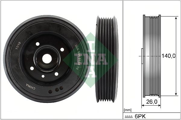 INA 544 0158 10 Puleggia cinghia, Albero a gomiti