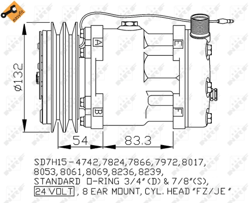 NRF 32769 EASY FIT Συμπιεστής, συστ. κλιματισμού for VOLVO