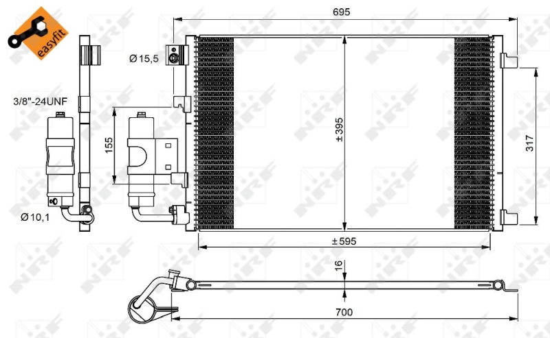 NRF 350042 Condensatore, Climatizzatore-Condensatore, Climatizzatore-Ricambi Euro