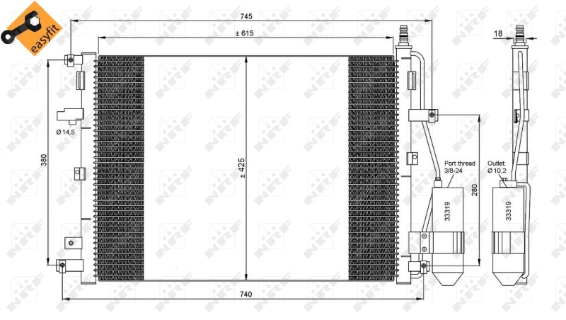 NRF 35876 Condensatore, Climatizzatore-Condensatore, Climatizzatore-Ricambi Euro