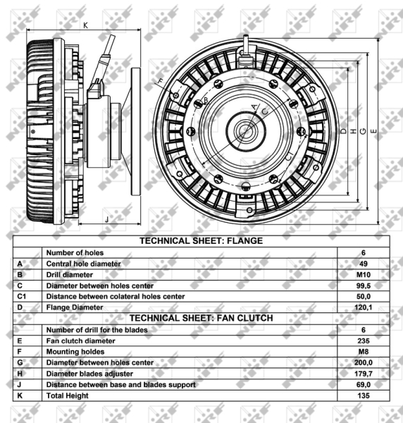 NRF 49016 Giunto di collegamento, Ventilatore radiatore