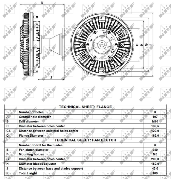 NRF 49082 Giunto di collegamento, Ventilatore radiatore