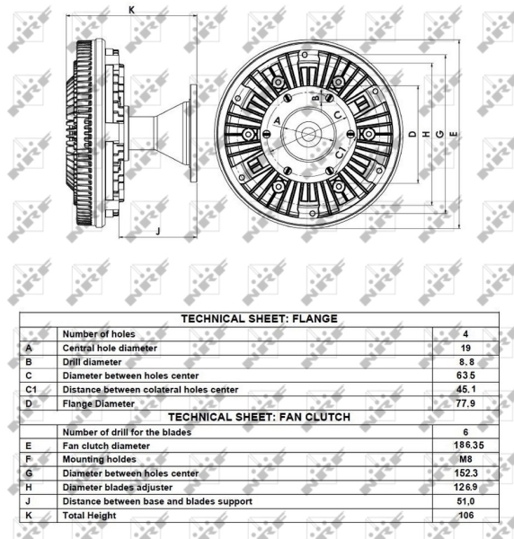 NRF 49094 Giunto di collegamento, Ventilatore radiatore