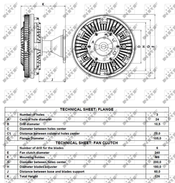 NRF 49096 Giunto di collegamento, Ventilatore radiatore