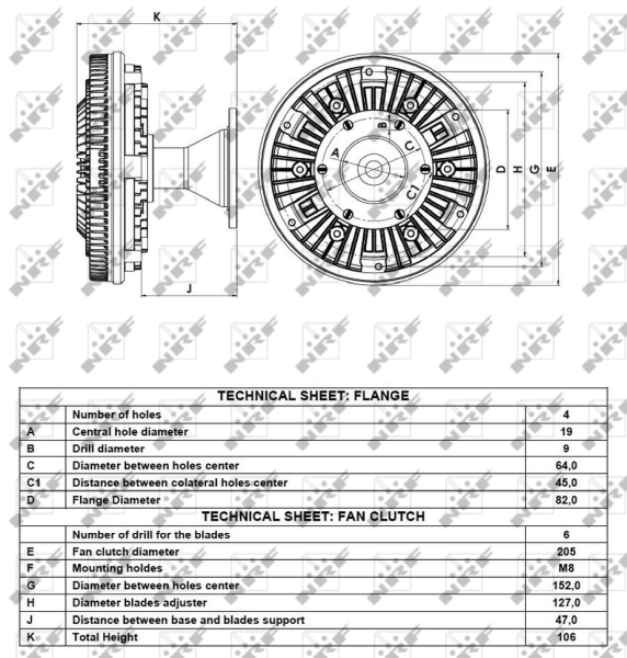 NRF 49130 Giunto di collegamento, Ventilatore radiatore