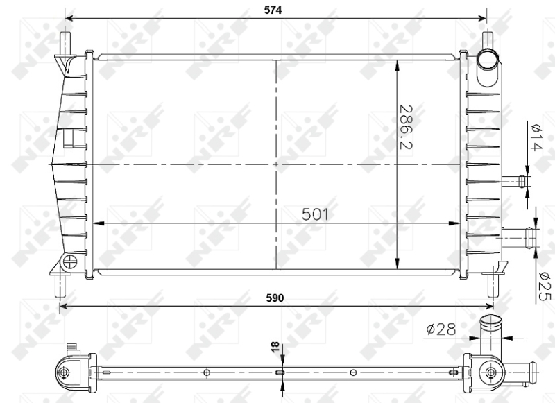 NRF 50131A Radiatore, Raffreddamento motore